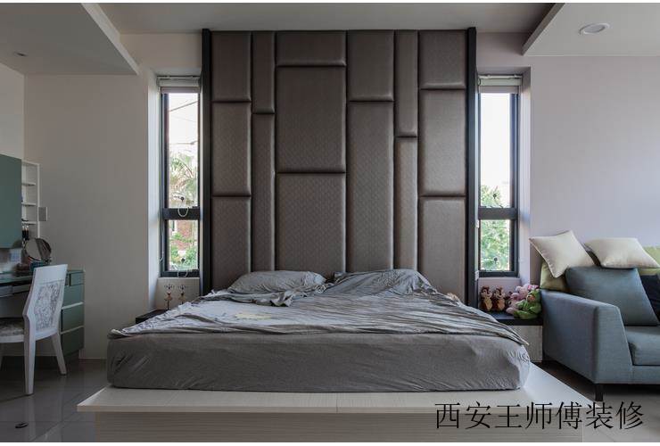别致素雅现代卧室床头软包背景墙装饰