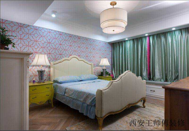欧式多彩卧室复古墙纸效果图