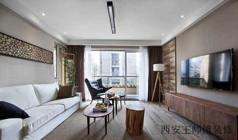 自然北欧风情公寓客厅隔断设计装修图