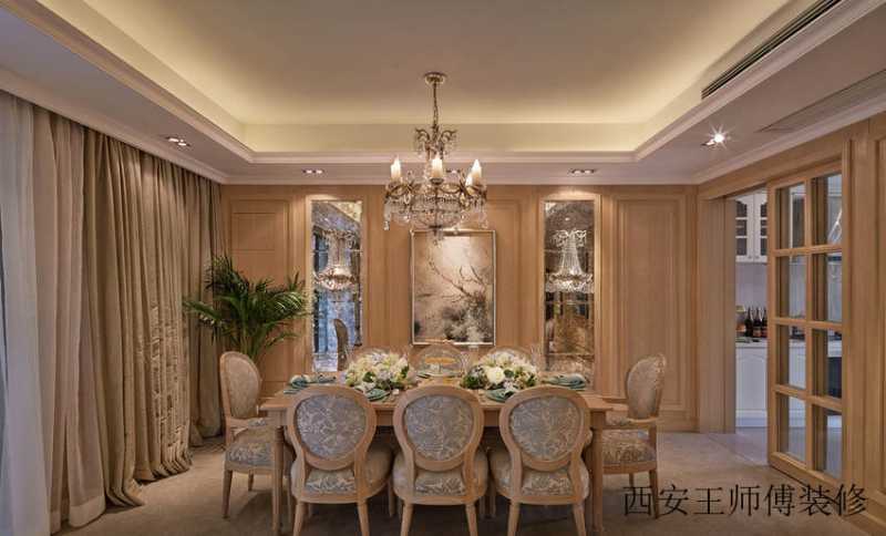 雅致新古典餐厅实木装潢效果图