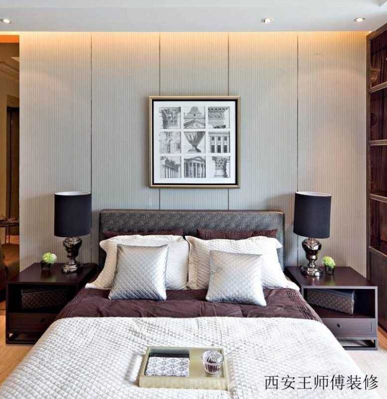 清雅含蓄现代风格别墅卧室背景墙装饰效果图