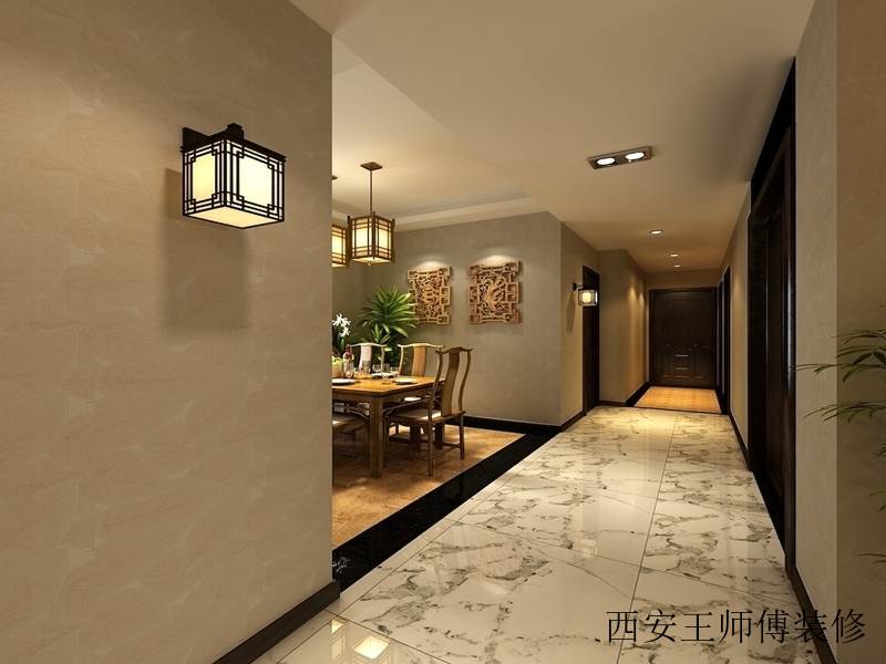 简约中式风格家居过道装潢效果图