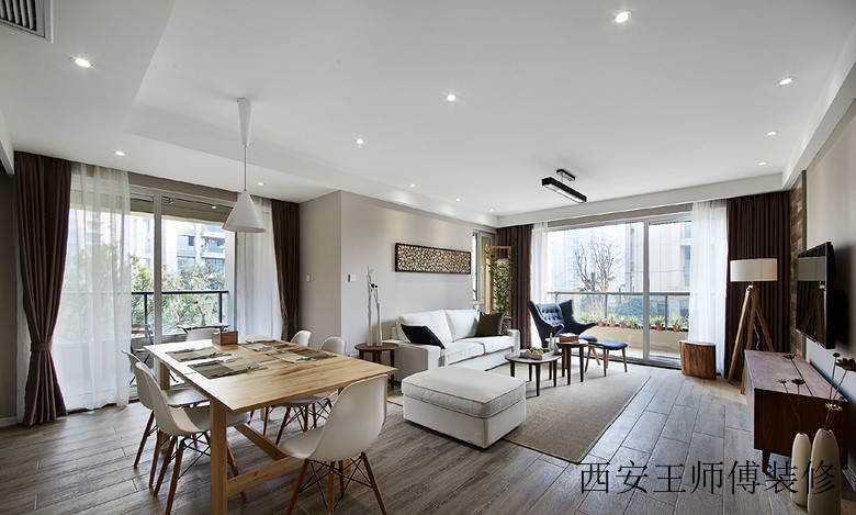 家装自然北欧风情客餐厅一体设计装饰案例图