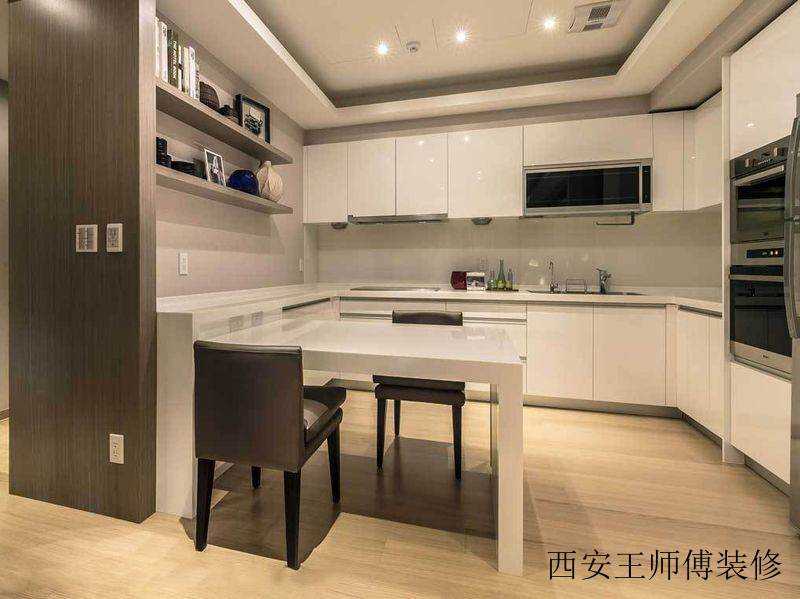 现代简约小户型厨房餐厅一体化设计效果图