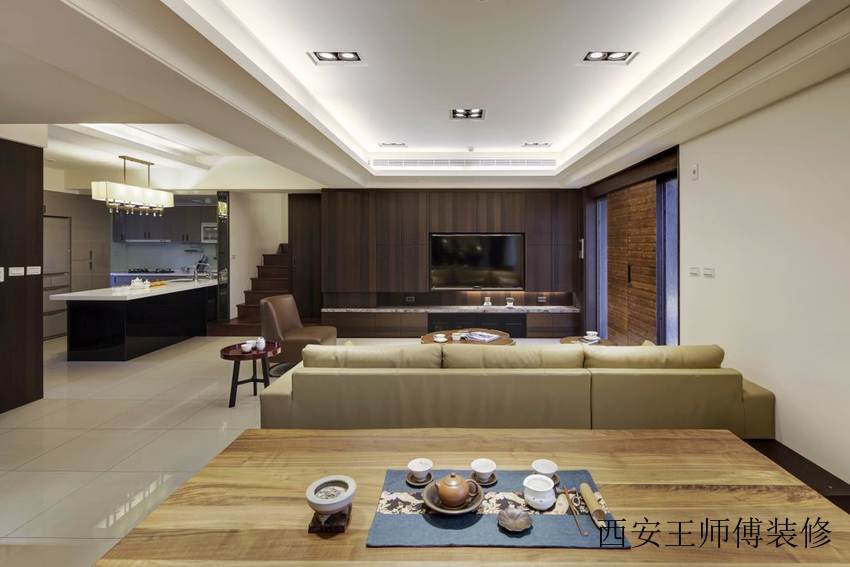 仿古现代别墅客厅电视墙设计