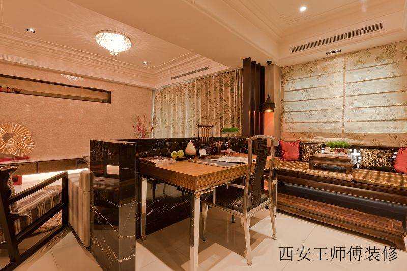 中式现代混搭半开放式书房设计装修图片