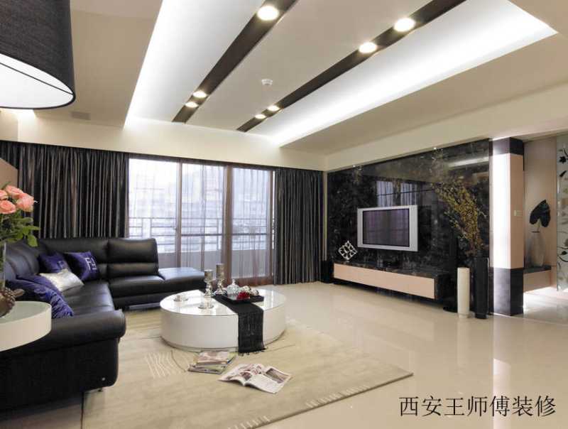 时尚现代客厅大理石电视背景墙设计