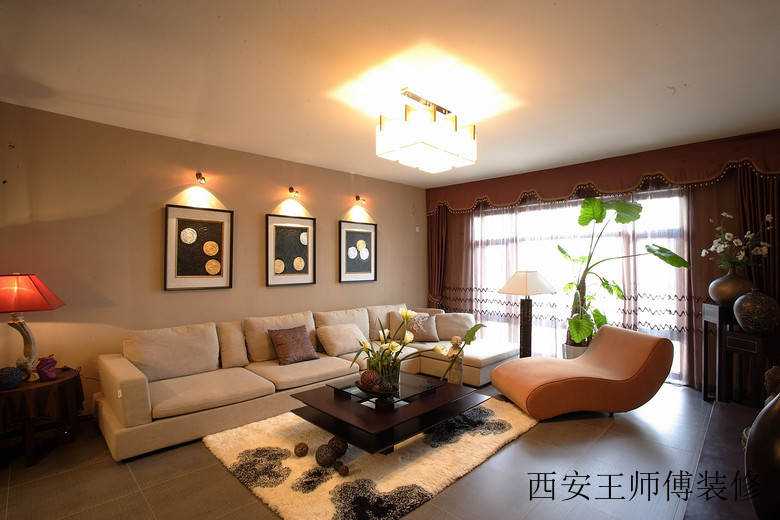 现代美式客厅沙发照片墙效果图