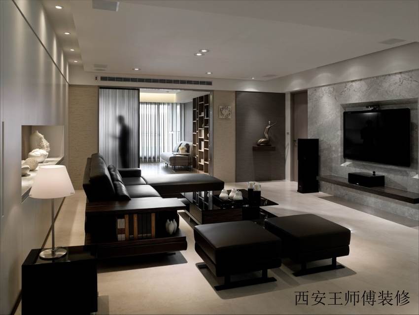 沉稳现代公寓室内隔断设计