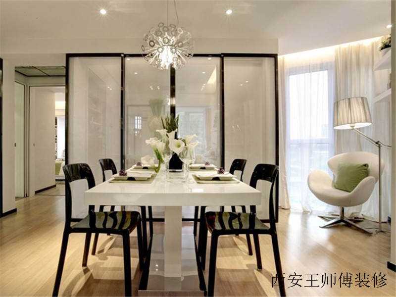 简洁明亮黑白简约风格餐厅装饰效果图