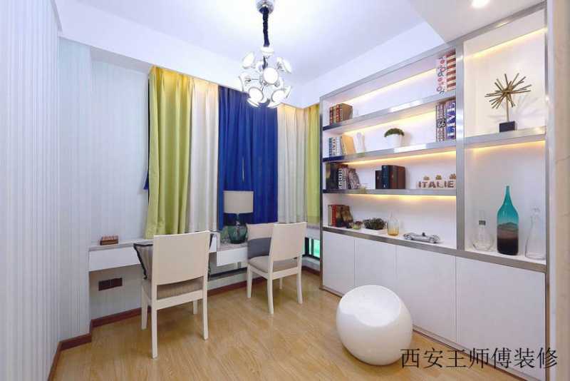明亮现代简约书房窗帘图