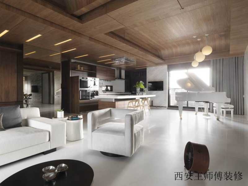 现代简约公寓实木吊顶效果图