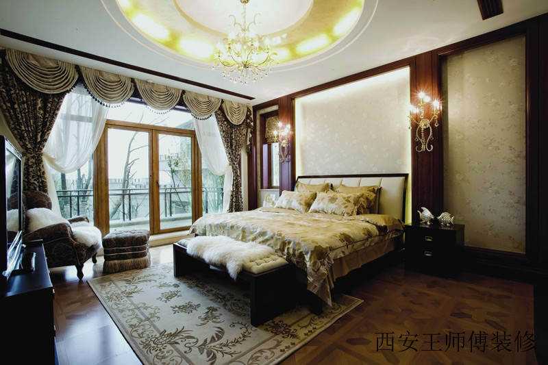 奢华实木新古典卧室背景墙设计