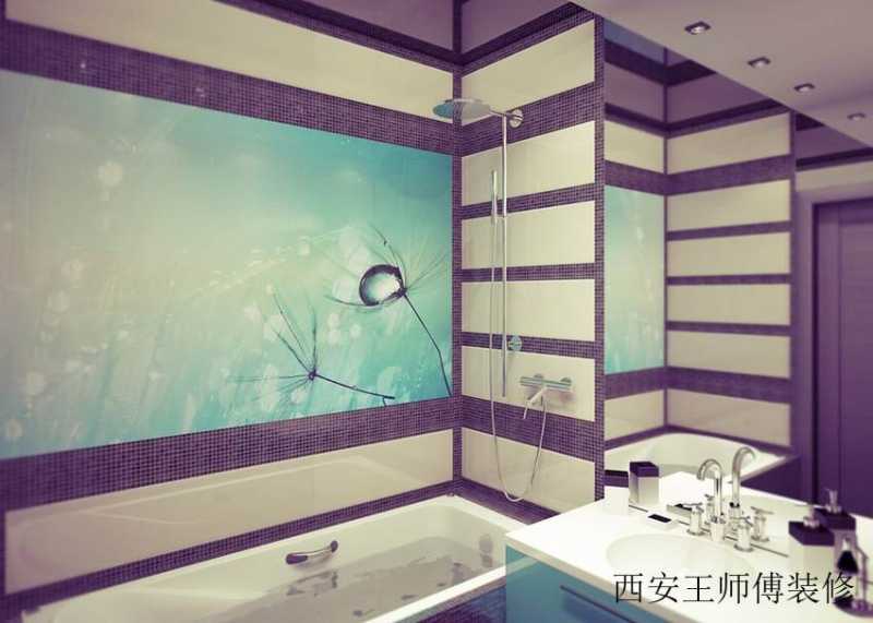 浅紫色条纹卫浴间装修效果图