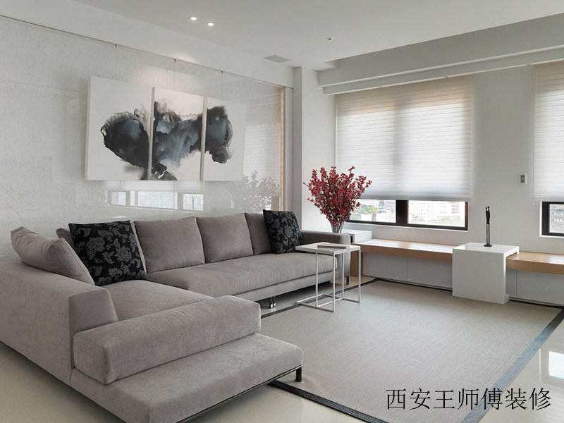 简约明亮客厅三联拼画展示