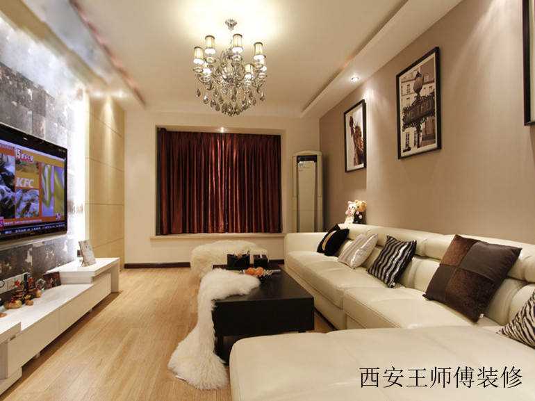 现代简约混搭风客厅整体效果图