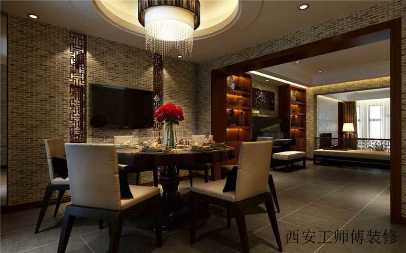 现代中式餐厅垭口隔断设计