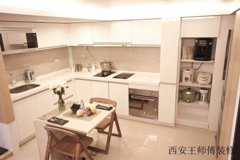 简约餐厨房一体效果图