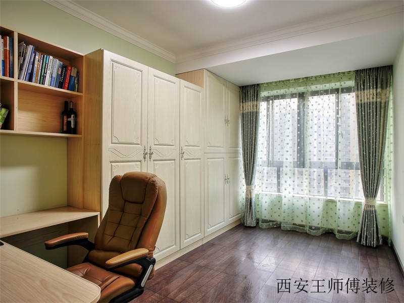 现代田园书房之实木地板装潢效果图