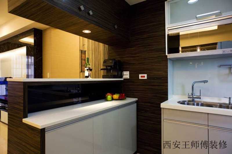 时尚沉稳现代厨房局部图