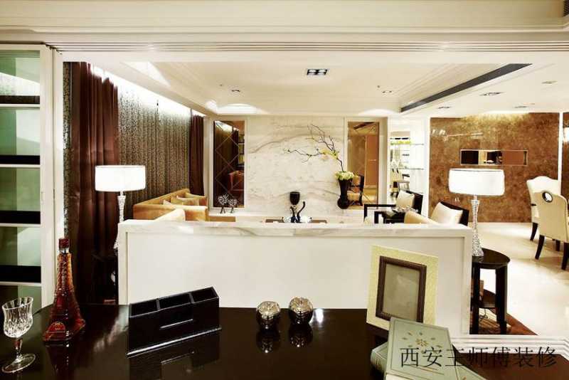 后现代客厅书房吧台隔断设计