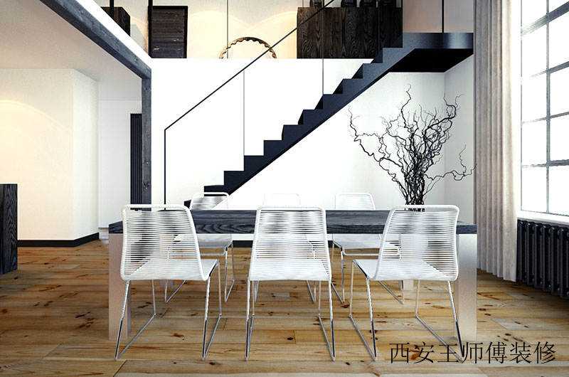 休闲美式loft餐厅布置图