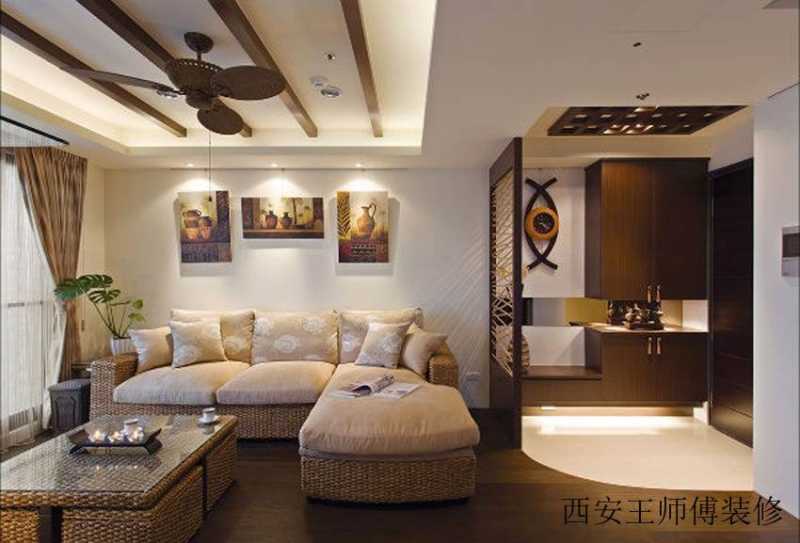 美式风格玄关客厅隔断装饰图