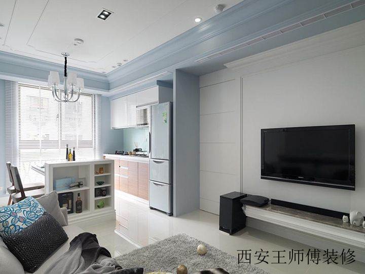 蓝白简约小户型室内装修图片