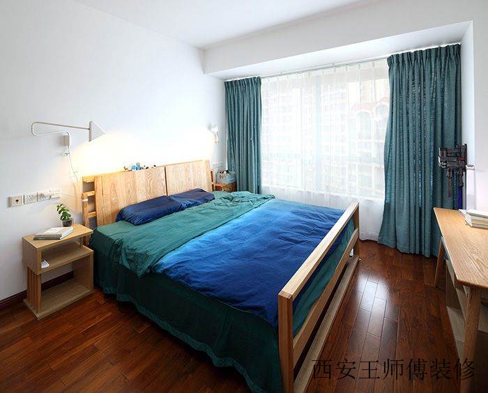 现代复古混搭卧室窗帘效果图