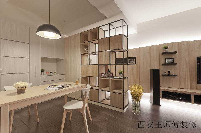 简约现代设计装修餐厅收纳柜半隔断效果图