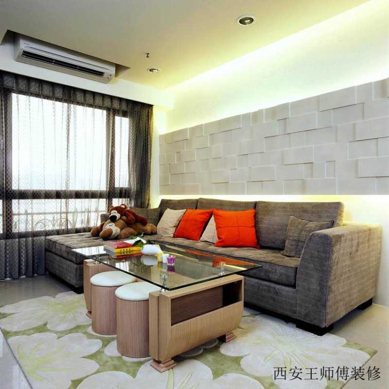 现代简约客厅文化砖沙发背景墙效果图