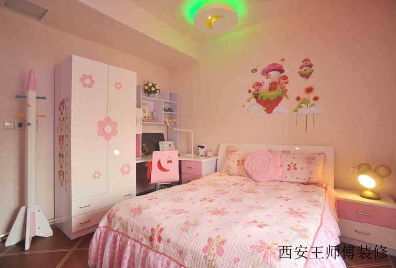 可爱现代粉色儿童房装饰图