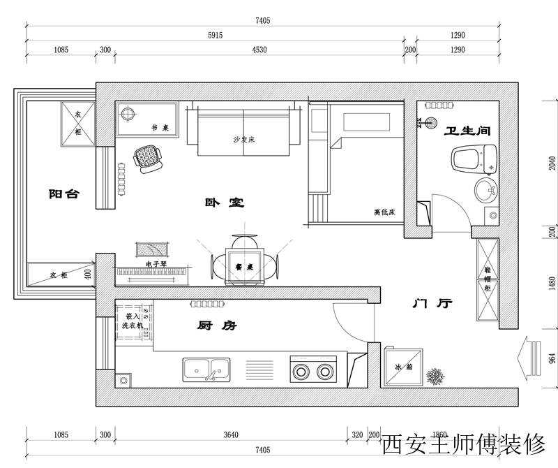 田园设计风格室内装饰平面效果图