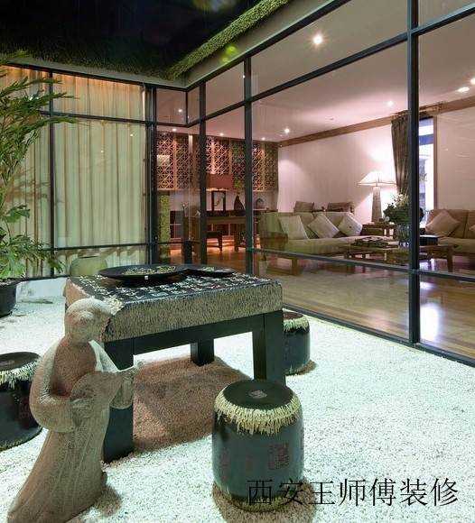 深色典雅中式别墅茶室效果图
