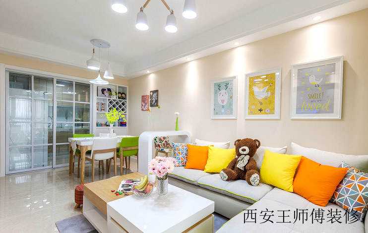 文艺简约风客餐厅效果图