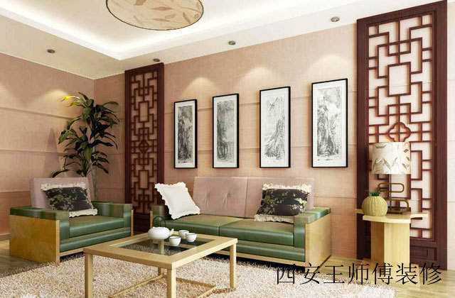 浪漫中式客厅雕花背景墙效果图