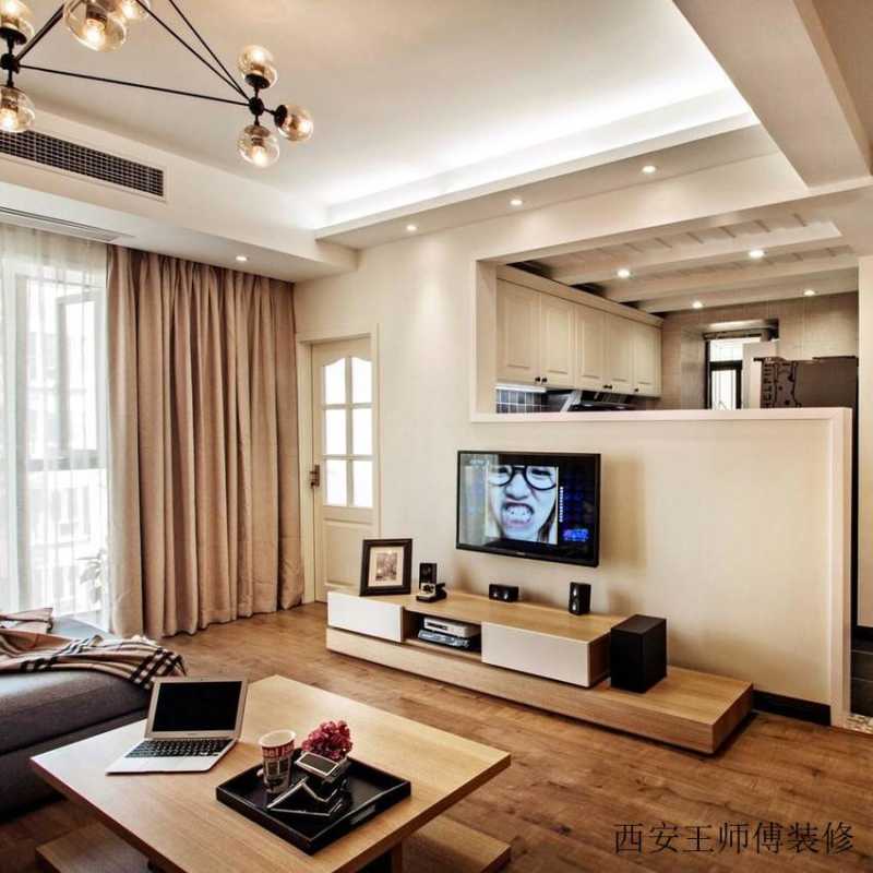 时尚设计北欧客厅电视背景墙半隔断装饰图