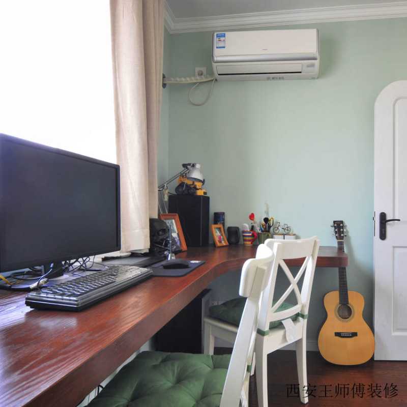 地中海风格书房背景墙装饰图