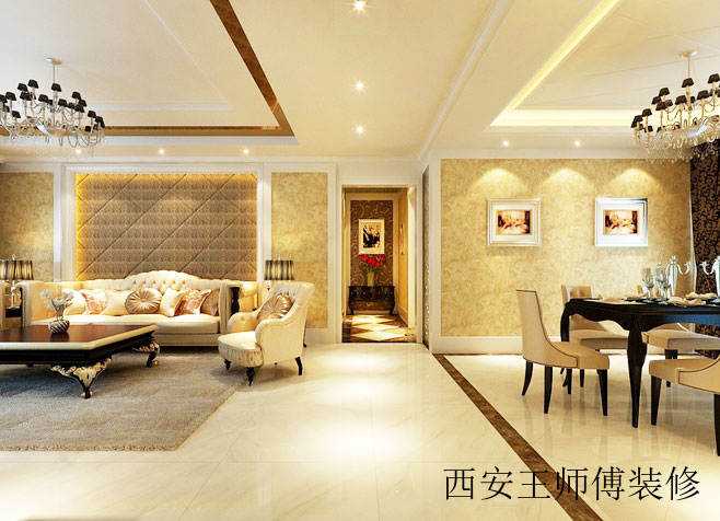 华丽简欧风客餐厅过道吊顶设计