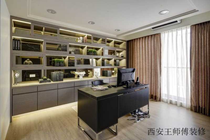 精致时尚现代书房装潢效果图