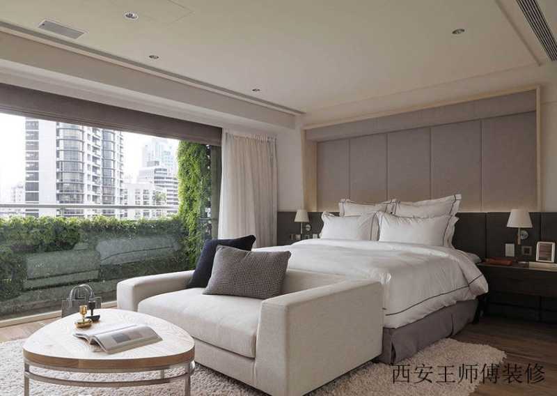 现代时尚设计卧室床尾沙发图