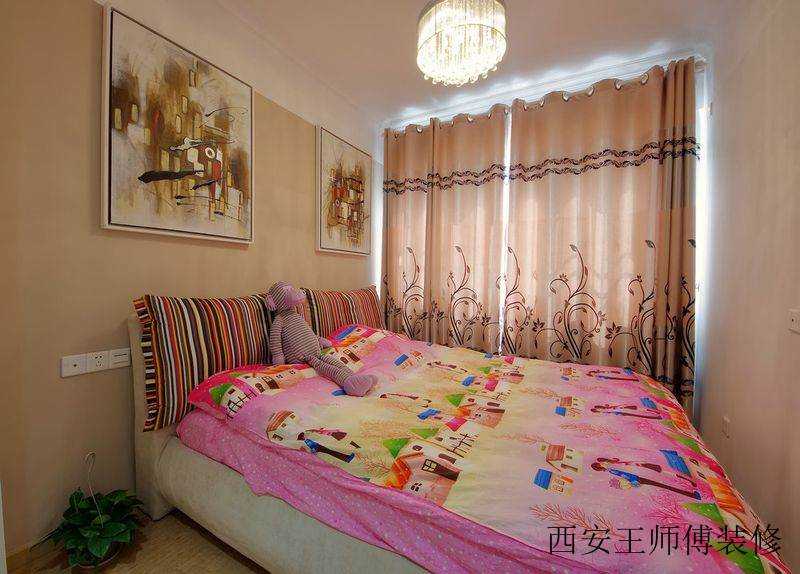 现代风卧室抽象画照片墙效果图