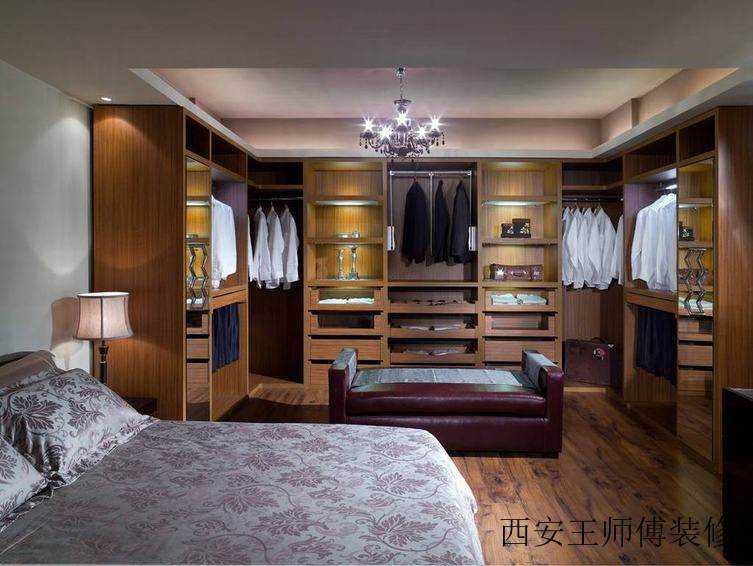 美式风格卧室无门衣柜设计