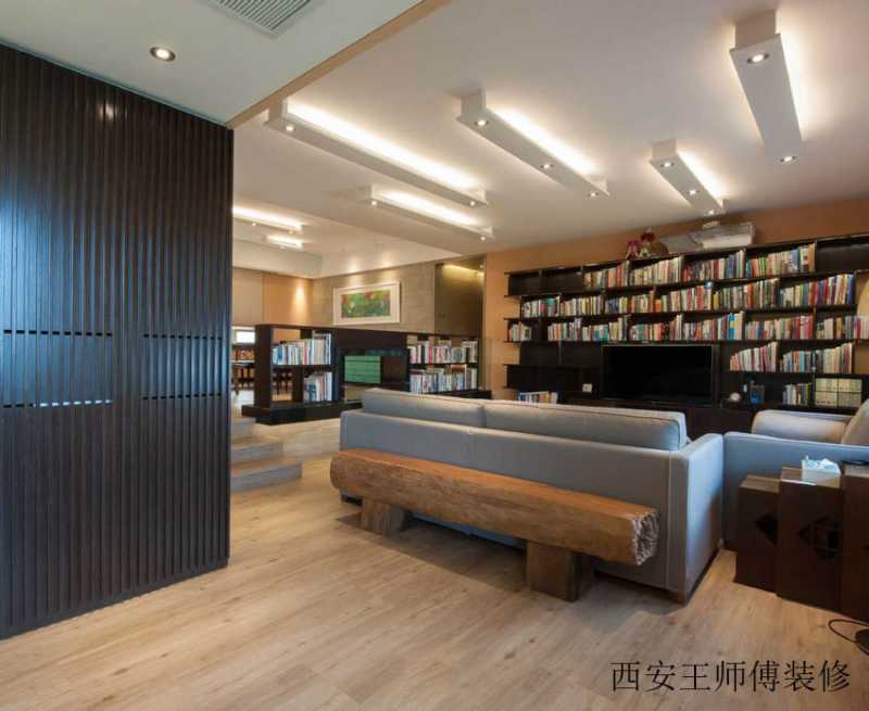 时尚现代客厅墙面书架案例图