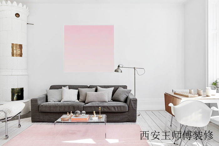 简洁北欧风格二居客厅灰色双人沙发装饰效果图