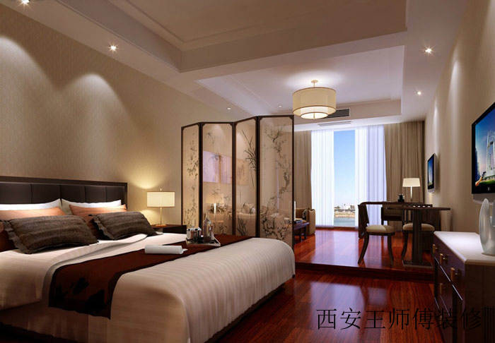 精美中式主卧屏风隔断效果图