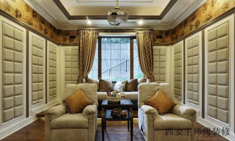 古典奢华欧式设计风格别墅局部客厅软包背景墙效果图