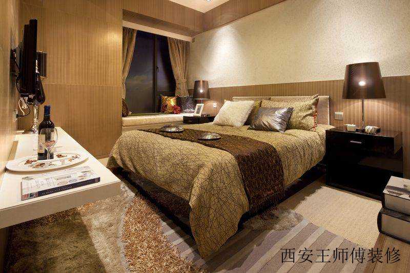 香槟色优雅后现代卧室飘窗效果图