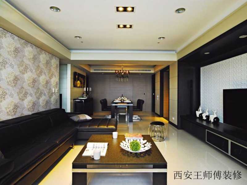 现代客餐厅黑色家装效果图