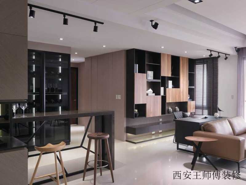 深沉现代公寓室内吧台设计装饰图